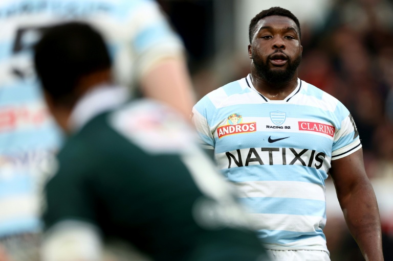 Le pilier français du Racing 92, Demba Bamba, lors d'un match de Top 14 contre la Section Paloise, à Pau, le 28 mars 2026