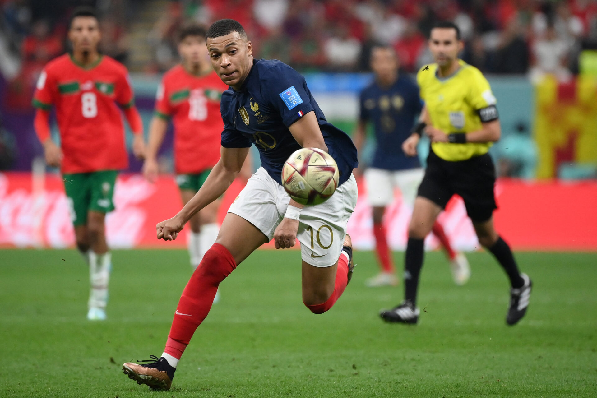Mbappé et les Bleus face au Maroc lors de la Coupe du monde 2022.