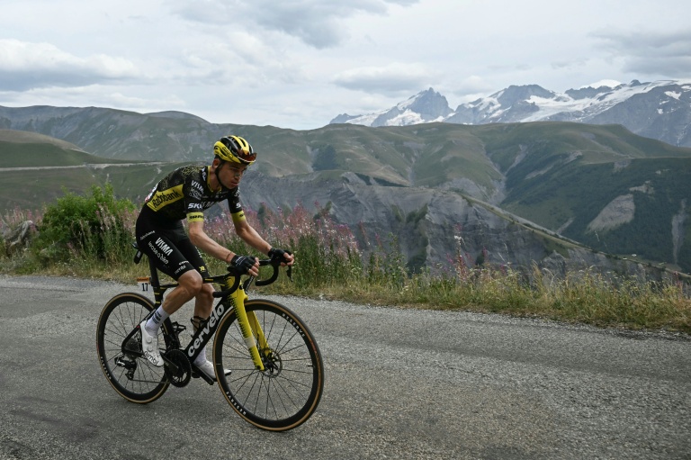 L'Américain Sepp Kuss lors de l'ascension du Col de Sarenne durant la 20e étape du Tour de France entre Le Bourg-d'Oisans et l'Alpe d'Huez le 25 juillet 2026