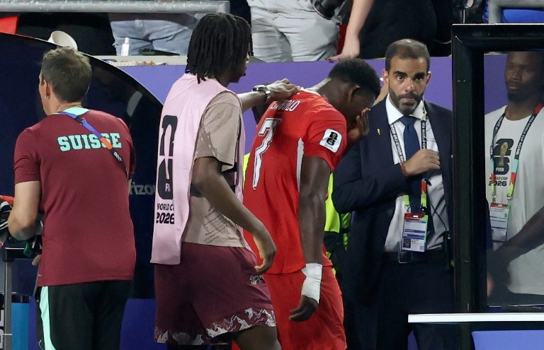 Le Suisse Breel Embolo après son exclusion contre l'Argentine, en quart de finale du Mondial, le 11 juillet 2026 à Kansas City