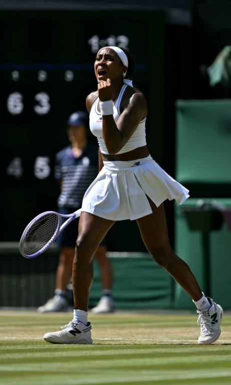 L'Américaine Coco Gauff lors du quart de finale remporté face à sa compatriote Jessica Pegula, le 7 juillet 2026 à Wimbledon