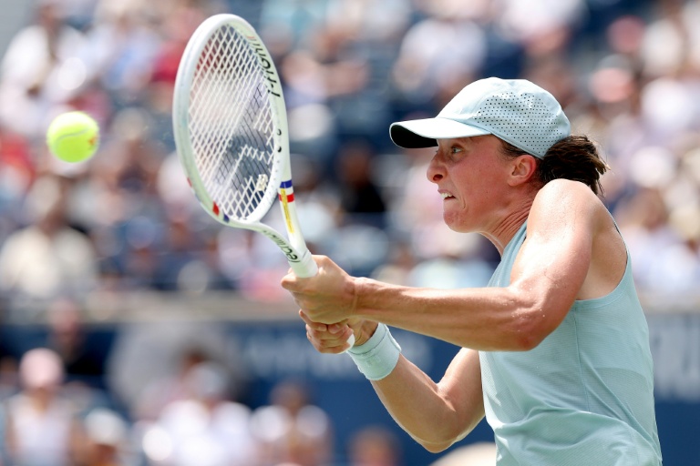 La Polonaise Iga Swiatek lors de son 8e de finale contre l'Ukrainienne Marta Kostyuk au WTA 1000 de Toronto, à Toronto, le 8 août 2026