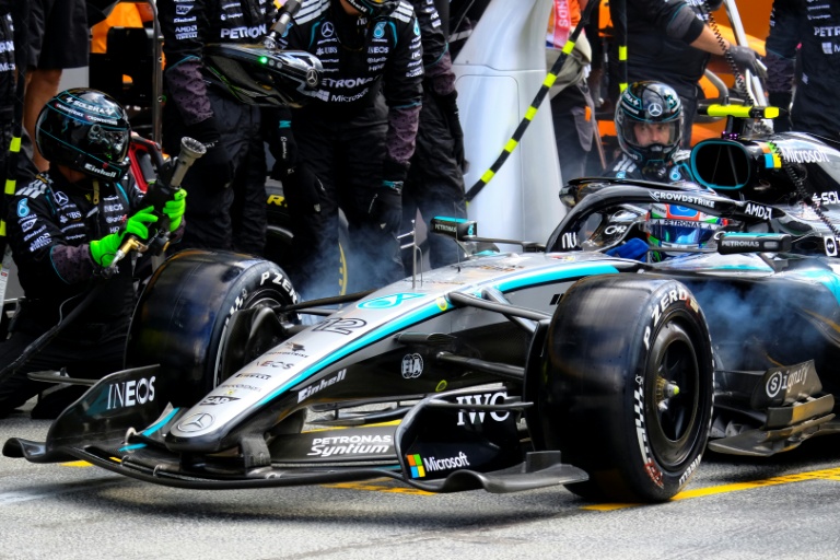 Arrêt aux stands pour le pilote italien de ches Mercedes Kimi Antonelli au GP des OPays-Bas de F1 le 23 août 2026 à Zandvoort