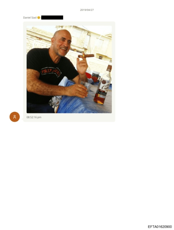 Photo non datée, publiée le 30 janvier 2026 par le ministère américain de la Justice dans le cadre des dossiers Jeffrey Epstein, montre l'agent de mannequins Daniel Siad dans un lieu non identifié