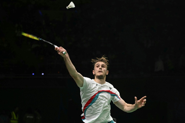 Alex Lanier en action lors des Mondiaux de badminton à New Delhi