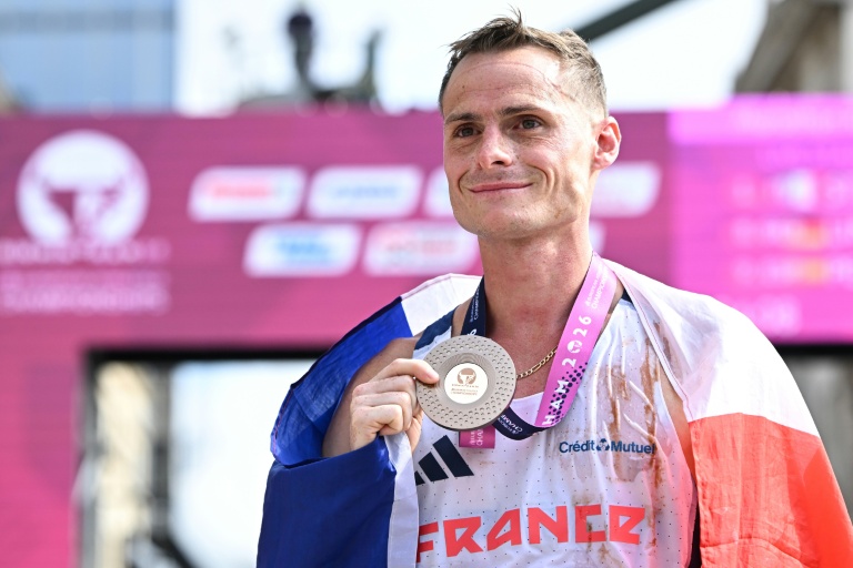 Le Français Aurélien Quinion médaillé de bronze du marathon marche des chapionnats d'Europe d'athlétisme, le 15 août 2026 à Birmingham