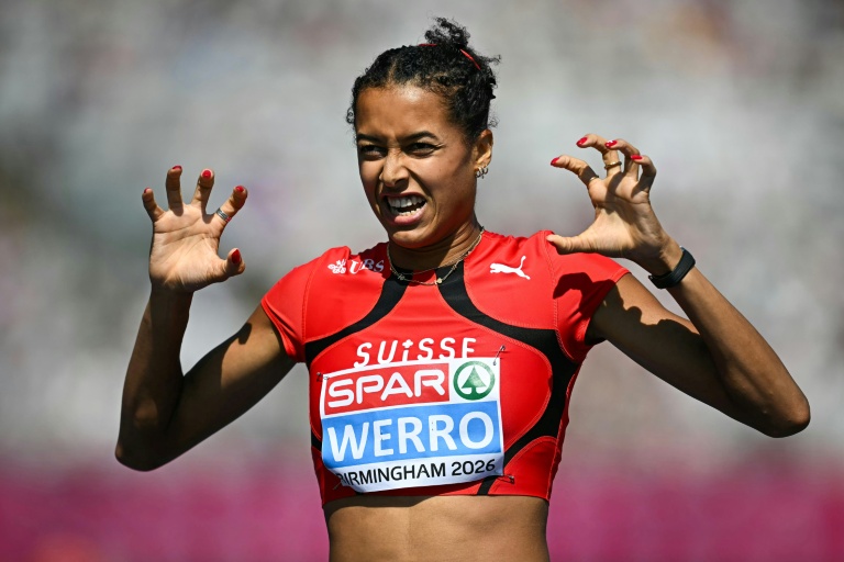 La Suissesse Audrey Werro, meilleure performeuse de l'année sur 800 m, après sa série mardi aux championnats d'Europe à Birmingham.