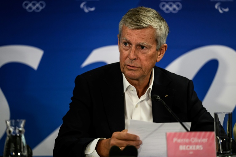 Le président de la commission de coordination du CIO, Pierre-Olivier Beckers-Vieujant, en conférence de presse après une visite d'inspection en vue des JO-2030, le 16 septembre 2026 à Lyon