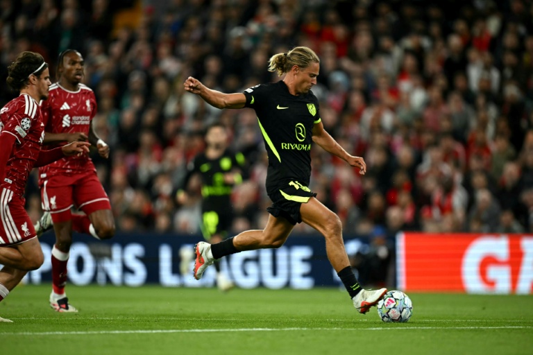 Le latéral espagnol de l'Atlético Marcos Llorente, auteur d'un but contre Liverpool en Ligue des champions à Anfield, le 9 septembre 2026