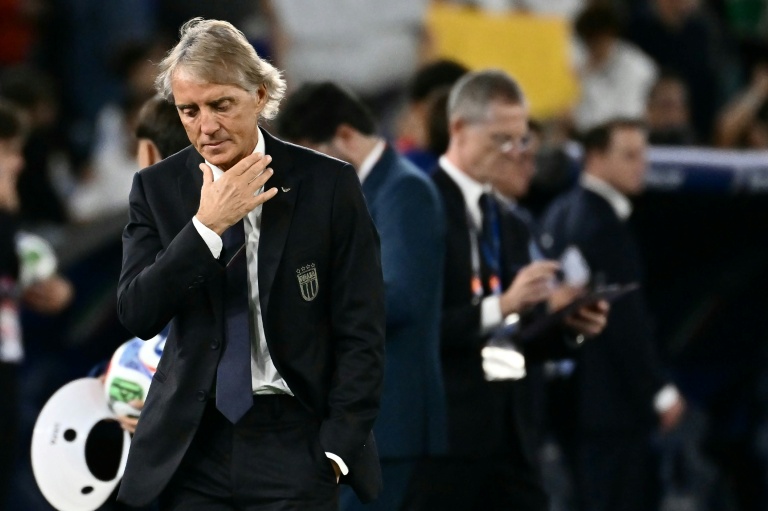 Le sélectionneur de l'Italie Roberto Mancini après la défaite de son équipe contre le Belgique (2-0) en Ligue des nations le 25 septembre 2026 au Stade olympique de Rome
