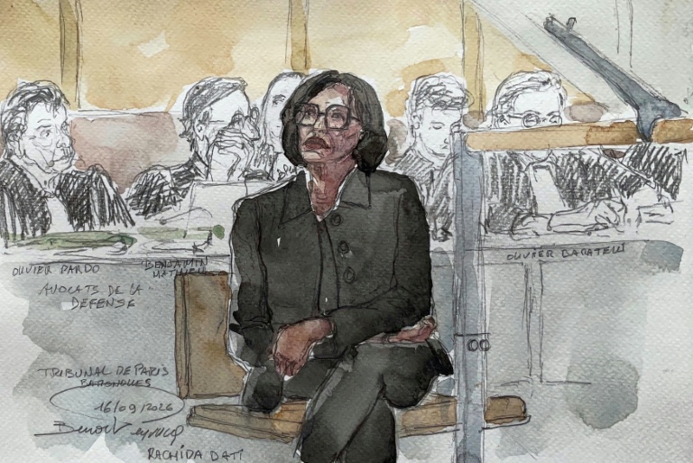 Croquis d'audience du 16 septembre 2026 montrant Rachida Dati, jugée pour un 