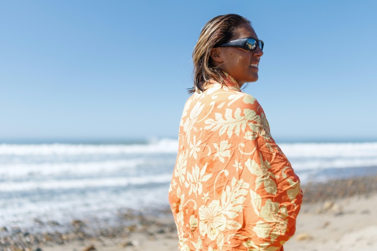Tya Zebrowski lors d'un entraînement à Lower Trestles dans le comté de San Diego, en Californie, le 9 septembre 2026 aux Etats-Unis