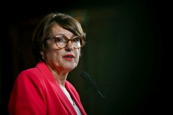 Annie Genevard s'exprime lors d'une conférence de presse sur l'aide agriculture France.