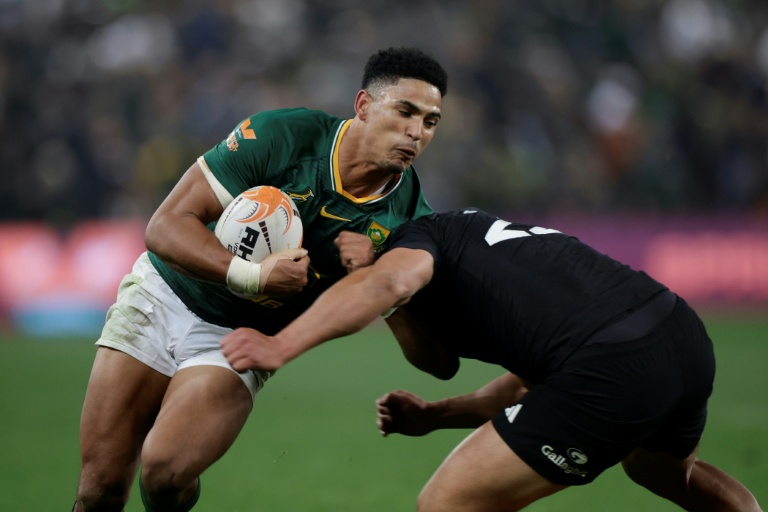 Le joueur sud-africain en action contre les All Blacks lors du match à Soweto.