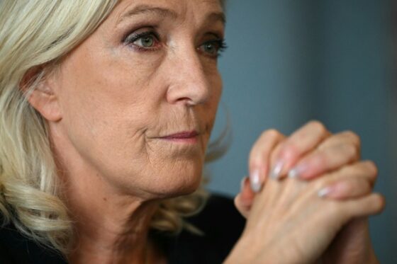 Marine Le Pen lors du congrès du Rassemblement national à Orléans