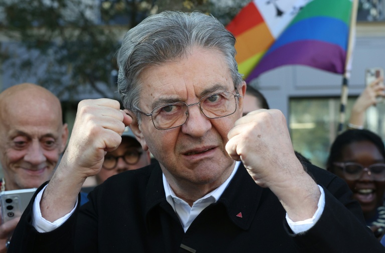 Jean-Luc Mélenchon exprime sa détermination lors d'un discours à Gergovie.