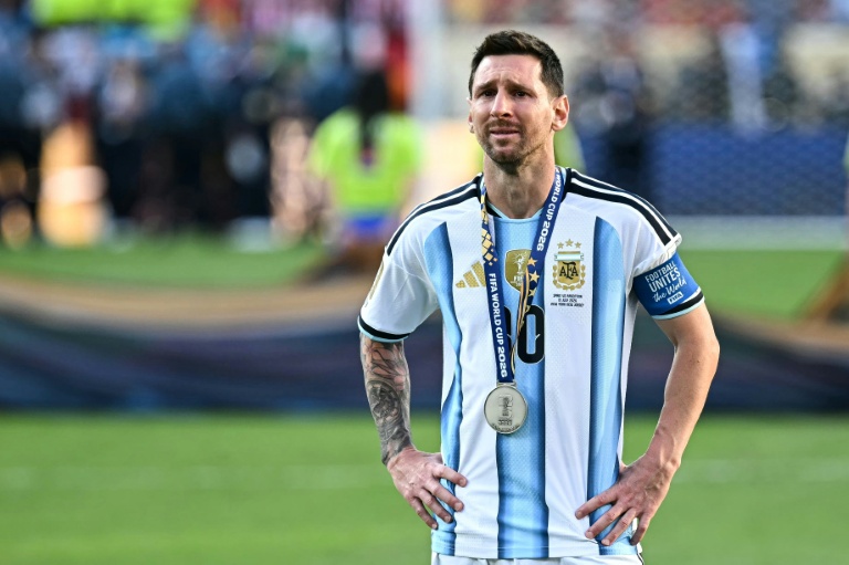 Les larmes de Lionel Messi à l'issue de la finale du Mondial perdu face à l'Espagne, le 19 juillet 2026 à East Rutherford aux Etats-Unis