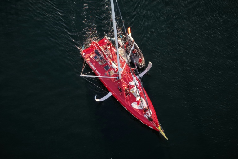 L'Imoca Initiatives Coeur de Violette Dorange, à Saint-Malo le 20 octobre 2026, en vue du départ de la Route du Rhum