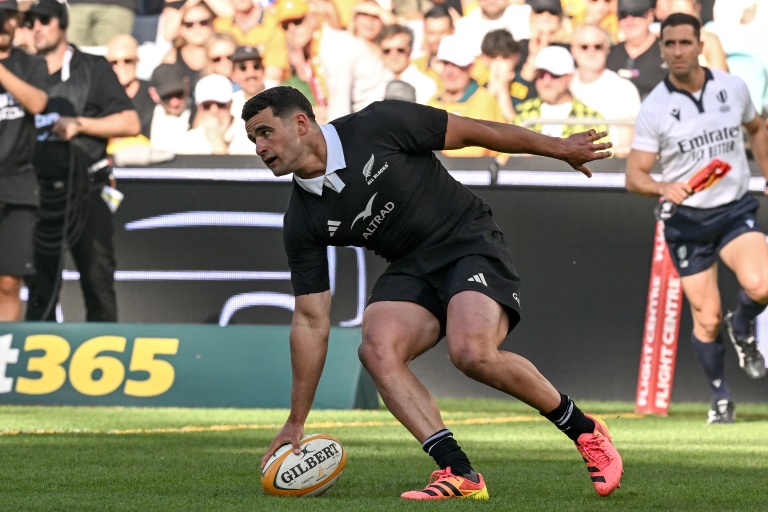 Josh Moorby en action pour les All Blacks lors de la Bledisloe Cup.