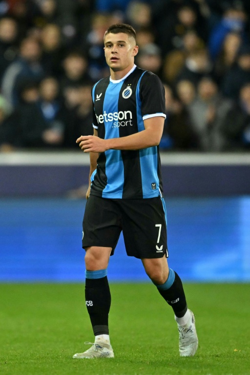 L'attaquant italo-allemand du Club Brugge Nicolo Tresoldi lors du match de la 3e journée de la Ligue des champions UEFA entre le Club Bruges et le RC Lens au stade Jan Breydel à Bruges le 21 octobre 2026