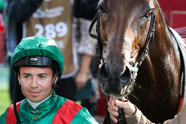 Mickaël Barzalona sur le pur-sang français Daryz remporte le Prix de l'Arc de Triomphe pour la deuxième année d'affilée, le 4 octobre 2026 sur l'hippodrome de Longchamp, à Paris