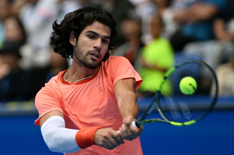 L'Espagnol Carlos Alcaraz lors de son match remporté face au Canadien Denis Shapovalov, à l'ATP 500 de Tokyo, le 4 octobre 2026