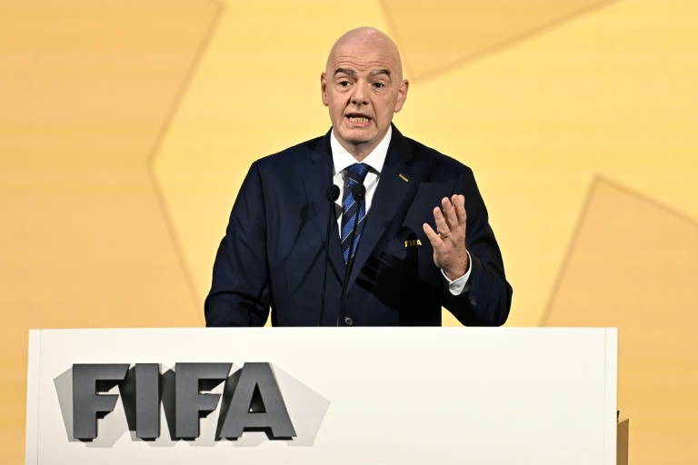 Gianni Infantino prend la parole lors d'une réunion de la Fifa.