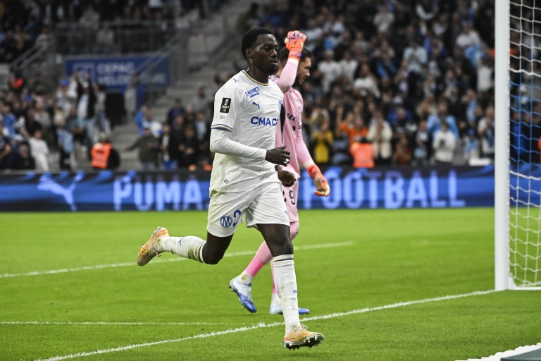 Le capitaine marseillais Timothy Weah après avoir marqué un but contre le Havre, le 25 octobre 2026 au stade Vélodrome