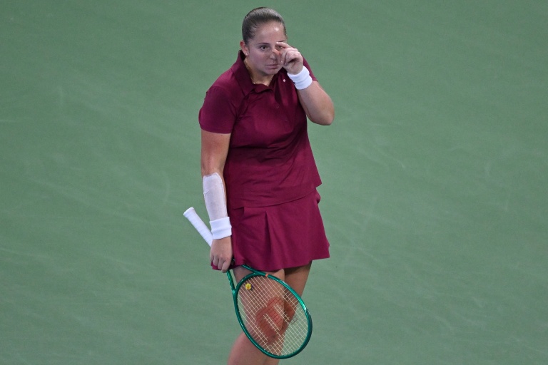 La Lettone Jelena Ostapenko face à la Britannique Sonay Kartal en demi-finale du WTA 1000 de Wuhan, le 17 octobre 2026